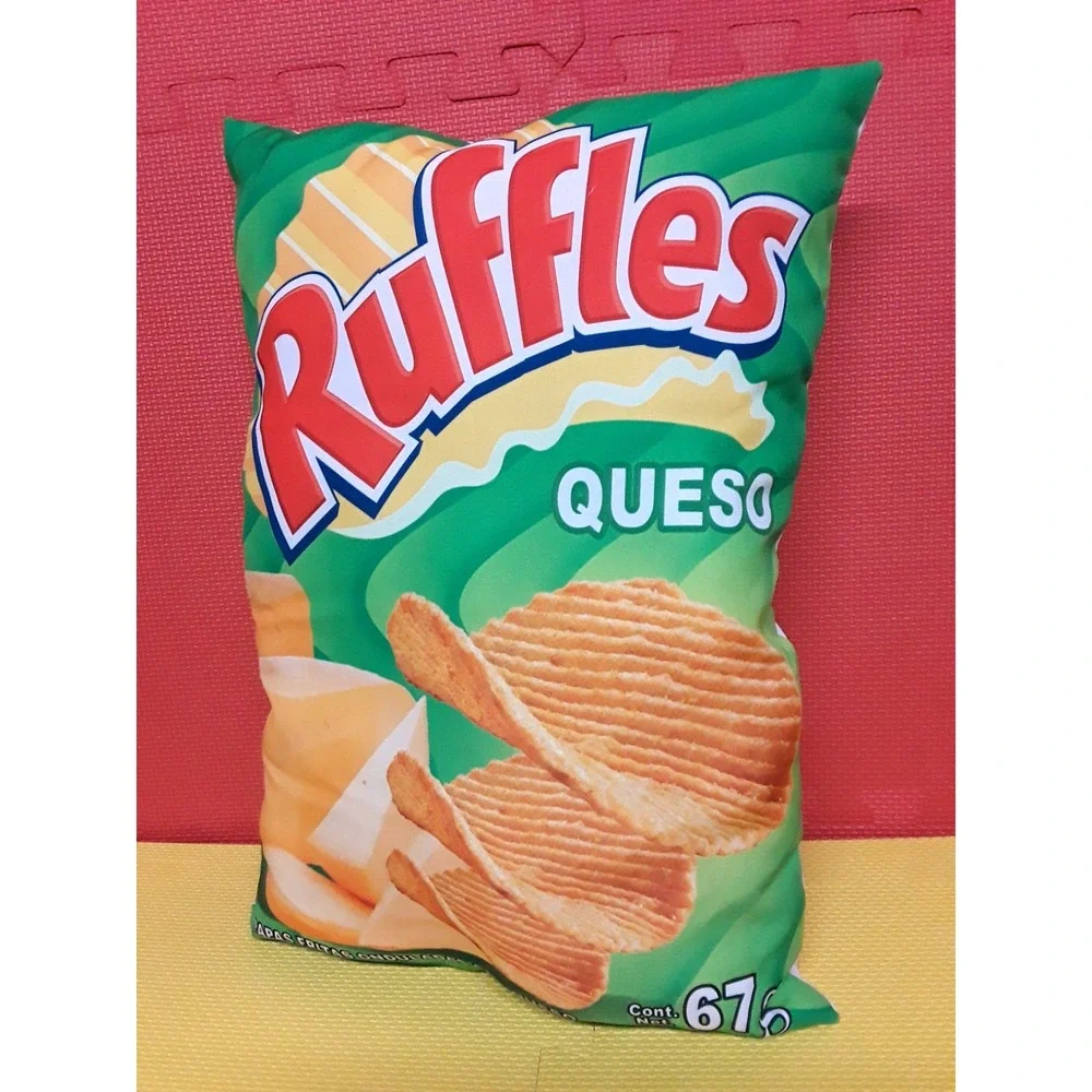 Lays Ruffles Queso Chip Snack Food Themed Pillow Novelty Home Decor 17'' Tall